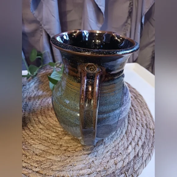 Pottery Handcrafted Heavy Pitcher Artisan Earthenware Unique Cottagecore - Picture 3 of 9